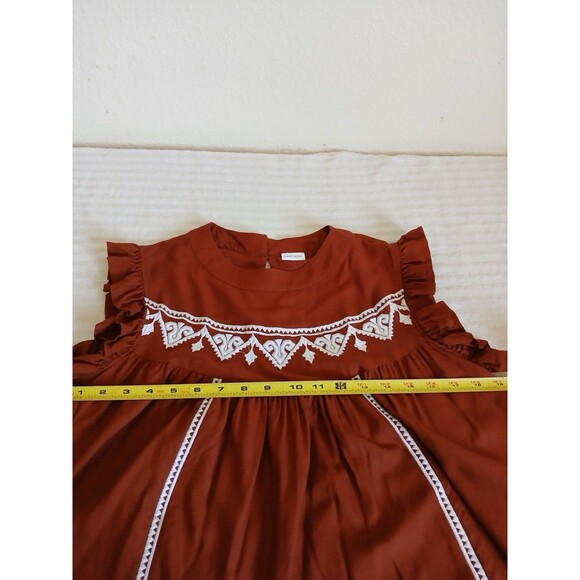 Lascana Woman’s blouse  Rust White Embroidery short flutter sleeves 6 Bohemian - Picture 11 of 14